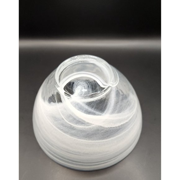 ARDACAM White Swirl Glass Bowl Blue Rim Made in Turkey EUC - Picture 3 of 3